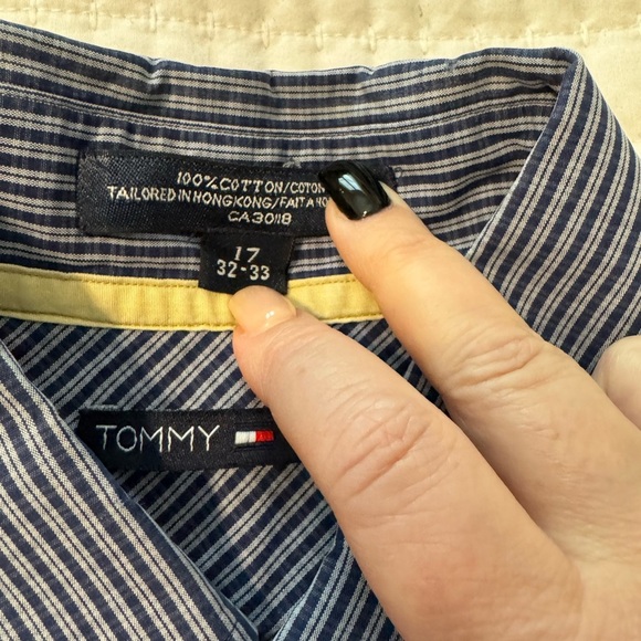 Men’s Tommy Hilfiger Striped Button Down Shirt 17 32-33 - Picture 2 of 7